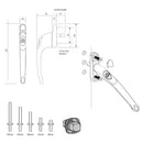 Era Universal Inline Upvc Window Handle c/w 5 Spindles