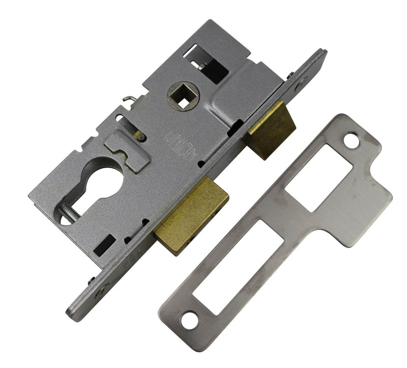Union Aluminium Door Lock Euro Profile L2224 31mm Back Set 48mm Handle Centres